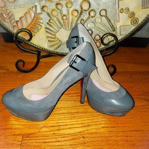 Leather/Suede Grey heels